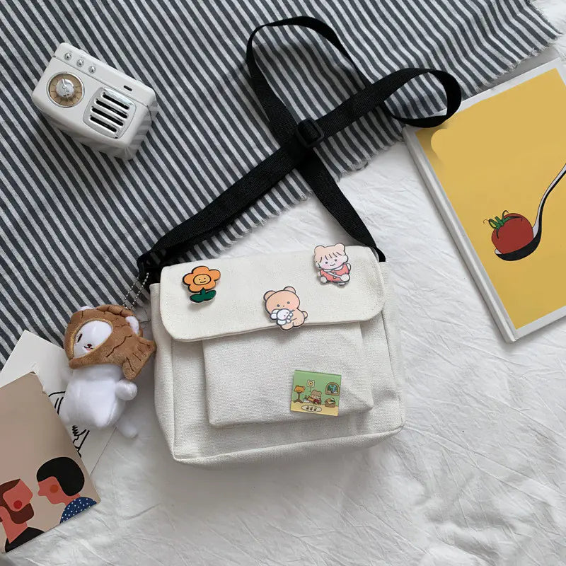 Cute Canvas Diagonal Shoulder Bag for Students
