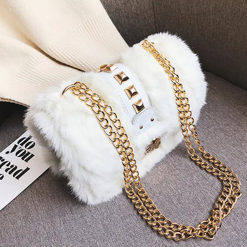 Fashionable Plush Crossbody Shoulder Bag