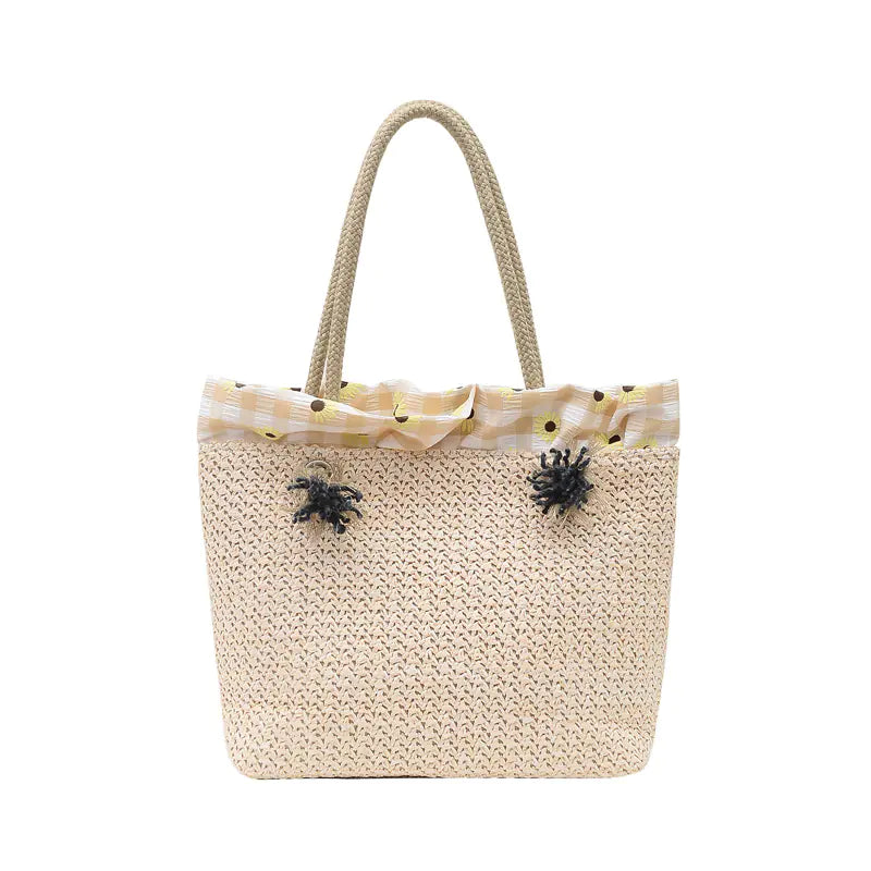 Trendy Women's Woven Shoulder Bag - Large Capacity Beach Bag