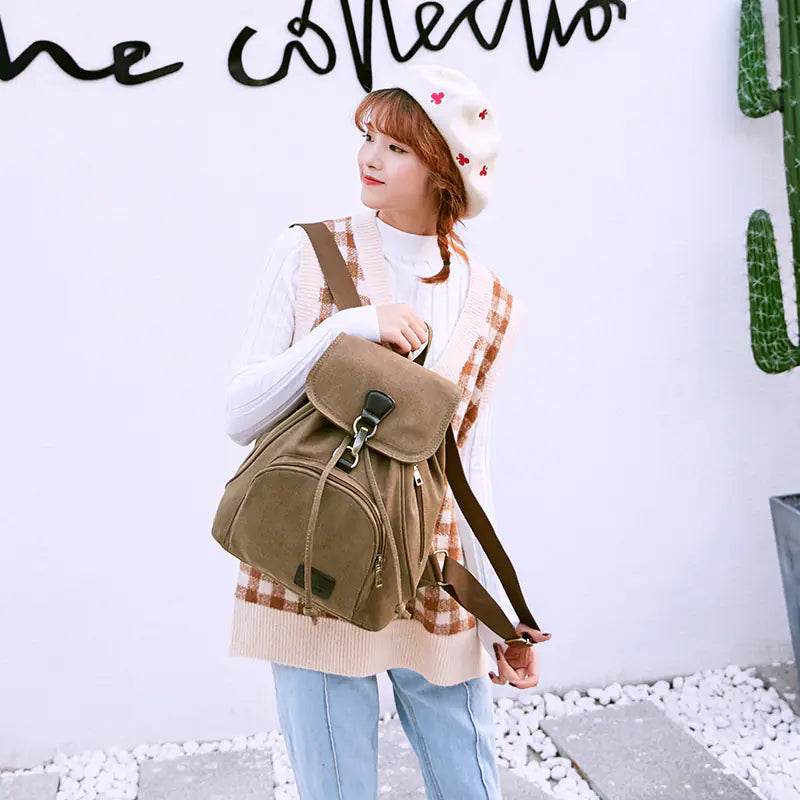 Canvas Backpack - Double Shoulder Bag