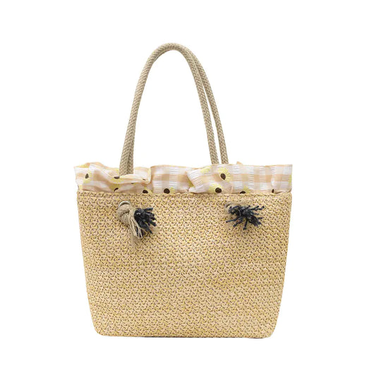 Trendy Women's Woven Shoulder Bag - Large Capacity Beach Bag