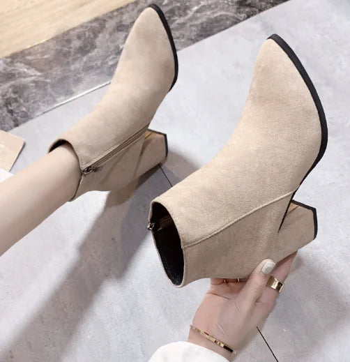 Black Martin Boots for Women with Thick Heels