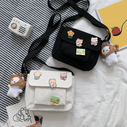 Cute Canvas Diagonal Shoulder Bag for Students
