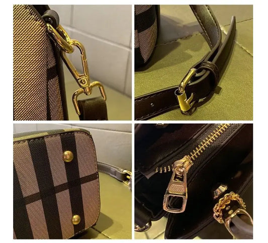 Fashionable Checkered Shoulder Crossbody Bag