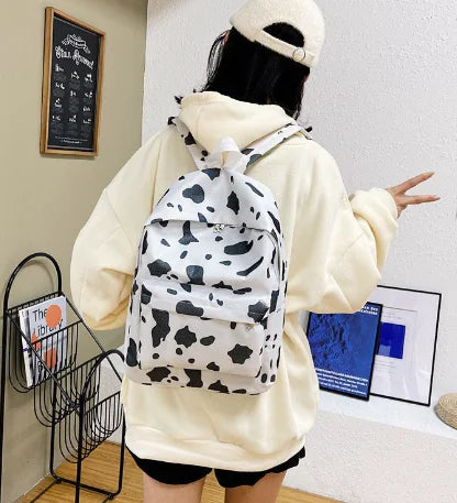 Cow Print Canvas Tote Bag