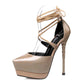 Sexy Waterproof Ultra High Heels with Strappy Design