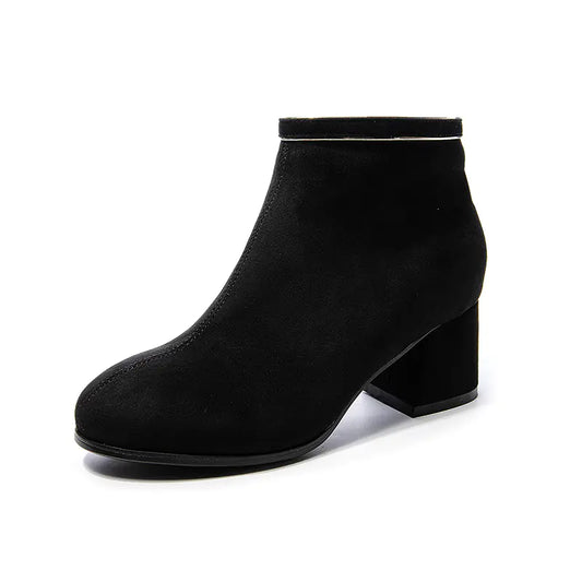 Black Martin Boots for Women with Thick Heels